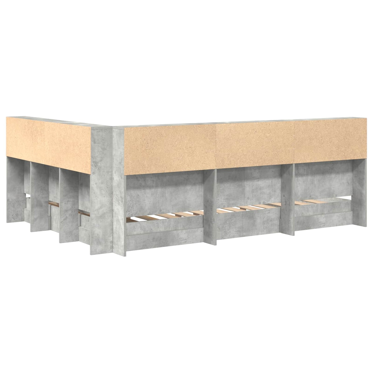 Letto Libreria Grigio cemento 160 x 200 cm Legno multistrato | homemem39