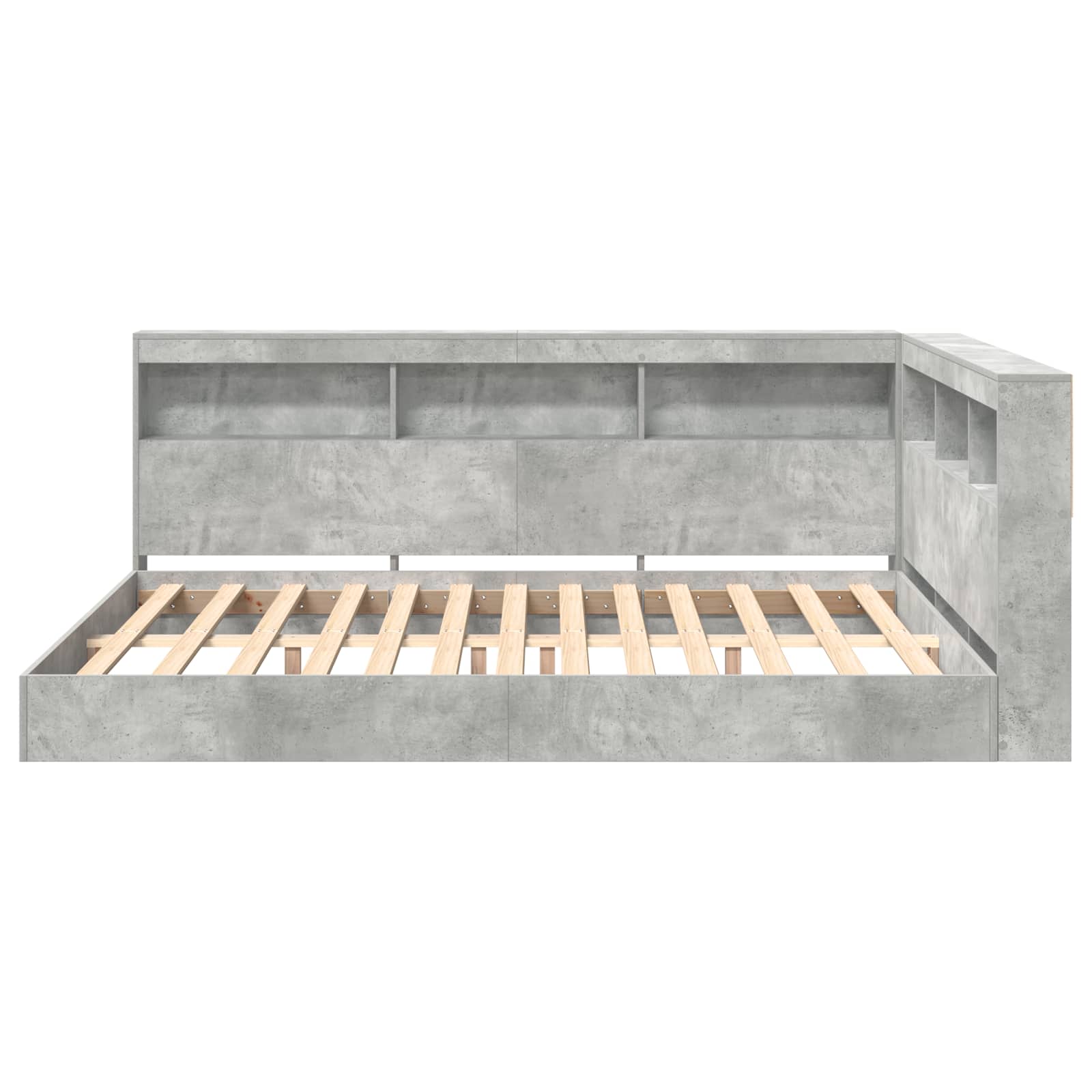 Letto Libreria Grigio cemento 160 x 200 cm Legno multistrato | homemem39