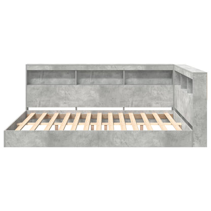Letto Libreria Grigio cemento 160 x 200 cm Legno multistrato | homemem39