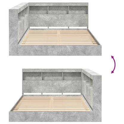 Letto Libreria Grigio cemento 160 x 200 cm Legno multistrato | homemem39