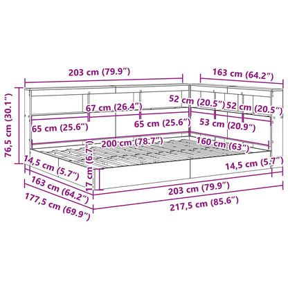 Letto Libreria Rovere fumo 160 x 200 cm Legno multistrato | homemem39