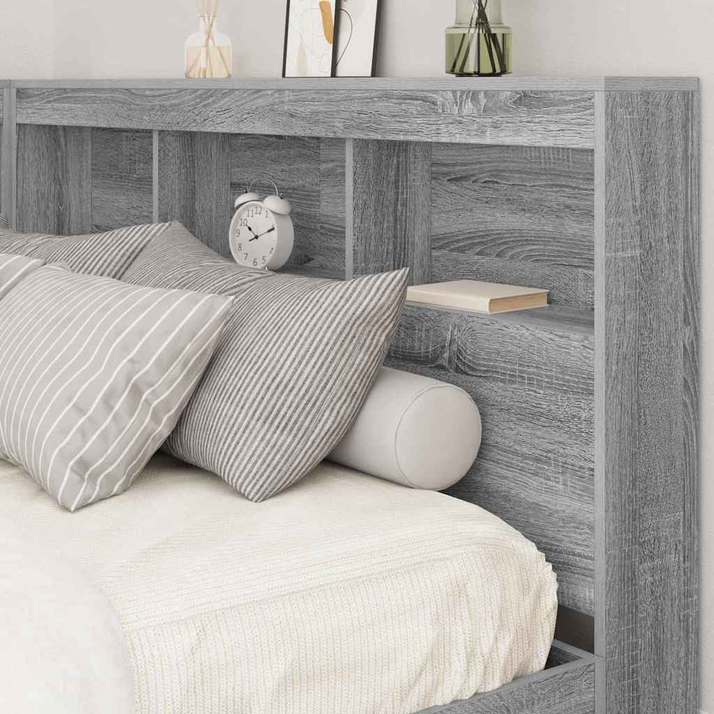 Letto Libreria Grigio sonoma 160 x 200 cm Legno multistrato | homemem39