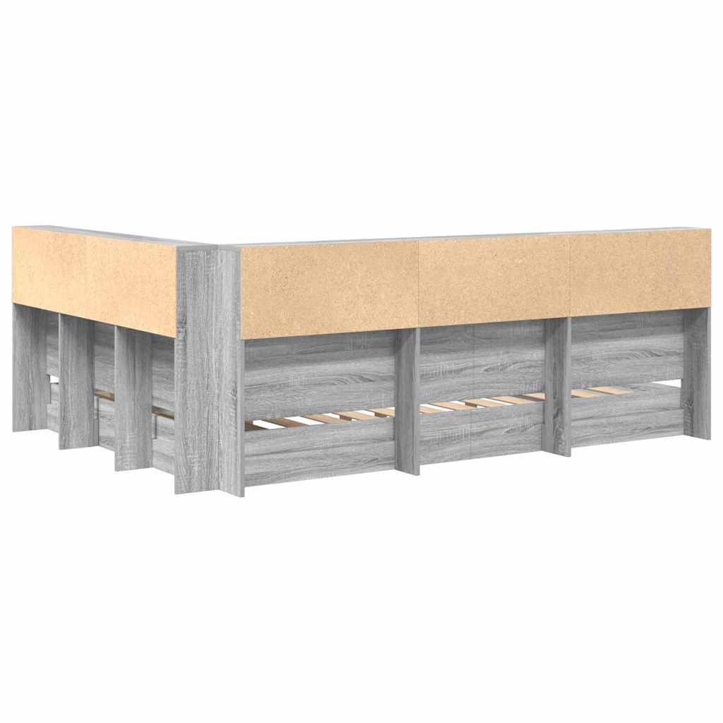Letto Libreria Grigio sonoma 160 x 200 cm Legno multistrato | homemem39