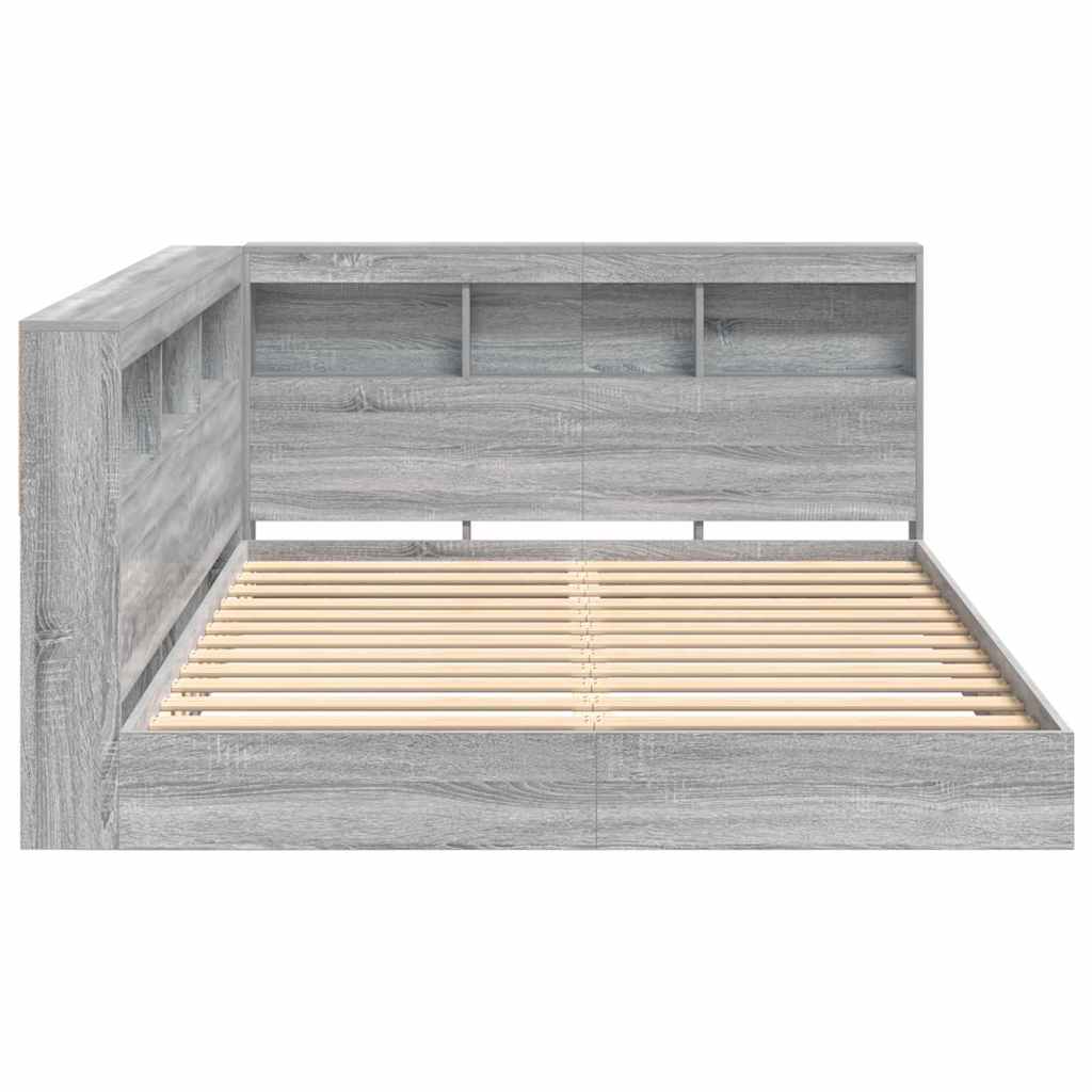 Letto Libreria Grigio sonoma 160 x 200 cm Legno multistrato | homemem39