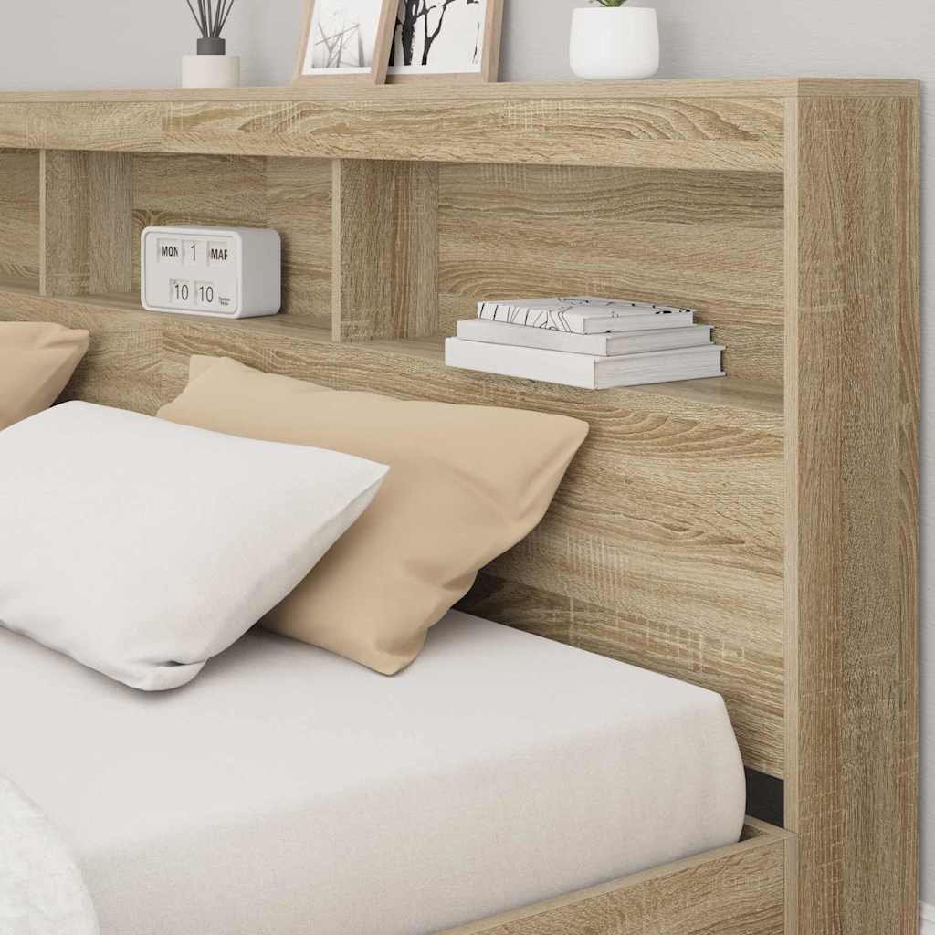 Letto Libreria rovere sonoma 180 x 200 cm Legno multistrato | homemem39