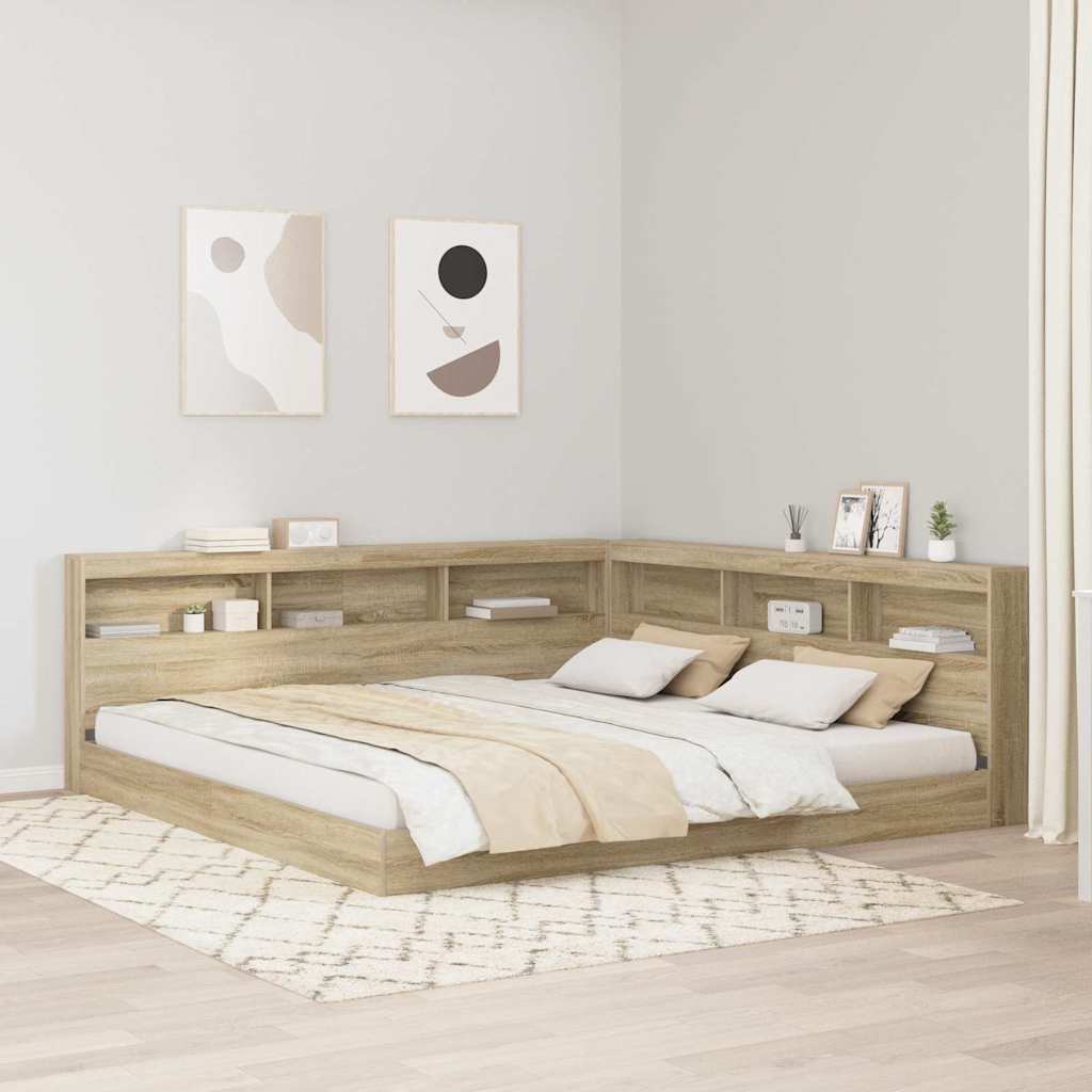 Letto Libreria rovere sonoma 180 x 200 cm Legno multistrato | homemem39