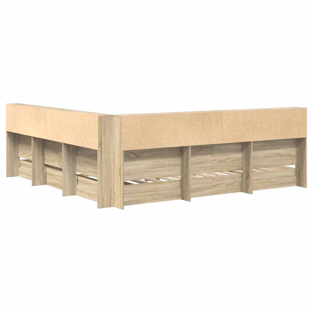 Letto Libreria rovere sonoma 180 x 200 cm Legno multistrato | homemem39