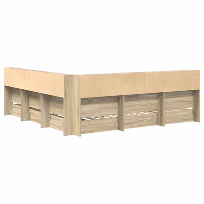Letto Libreria rovere sonoma 180 x 200 cm Legno multistrato | homemem39