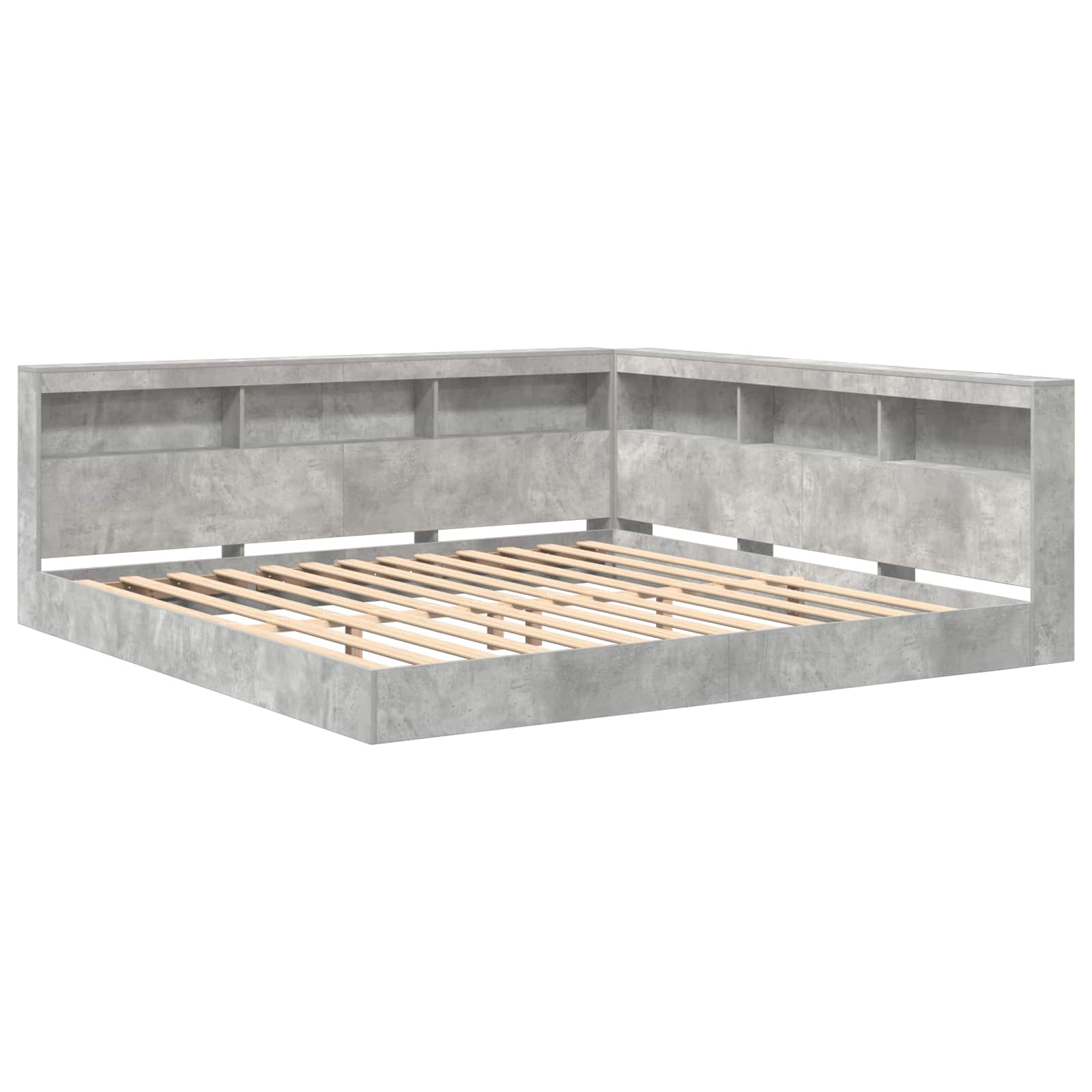 Letto Libreria Grigio cemento 180 x 200 cm Legno multistrato | homemem39