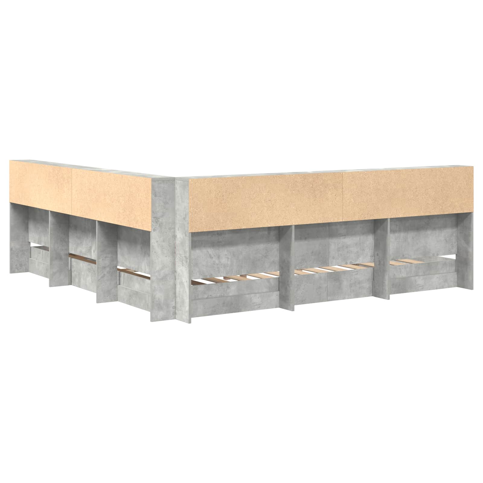 Letto Libreria Grigio cemento 180 x 200 cm Legno multistrato | homemem39