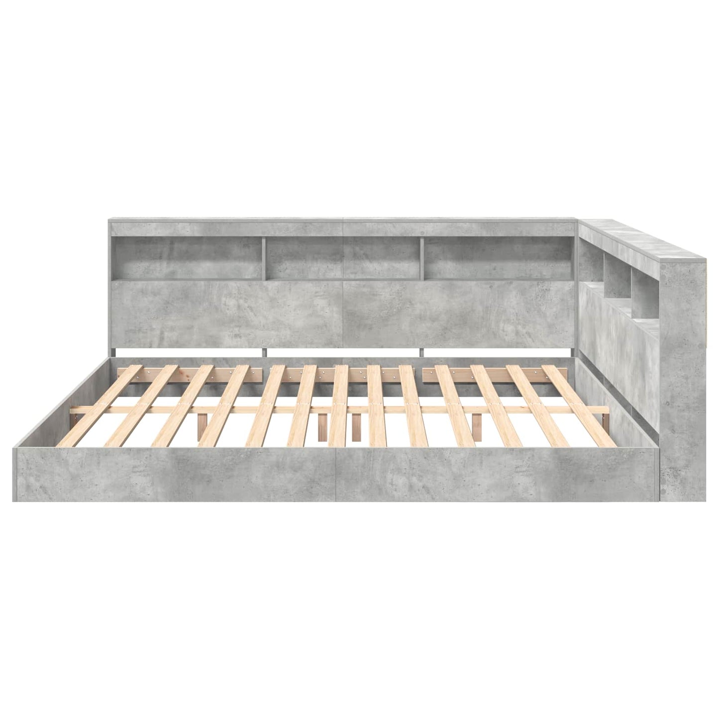 Letto Libreria Grigio cemento 180 x 200 cm Legno multistrato | homemem39