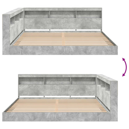 Letto Libreria Grigio cemento 180 x 200 cm Legno multistrato | homemem39