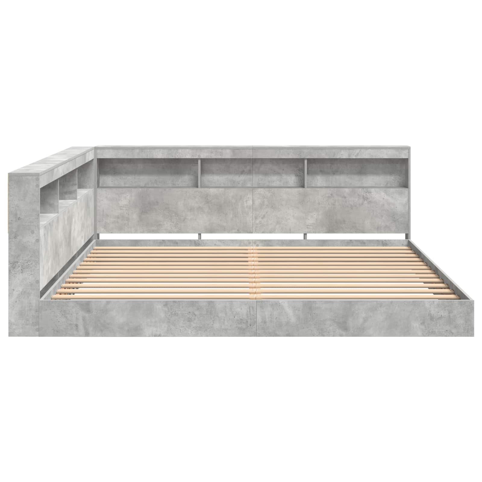 Letto Libreria Grigio cemento 180 x 200 cm Legno multistrato | homemem39
