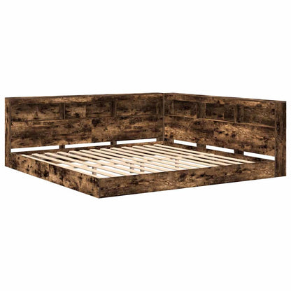 Letto Libreria Rovere fumo 180 x 200 cm Legno multistrato