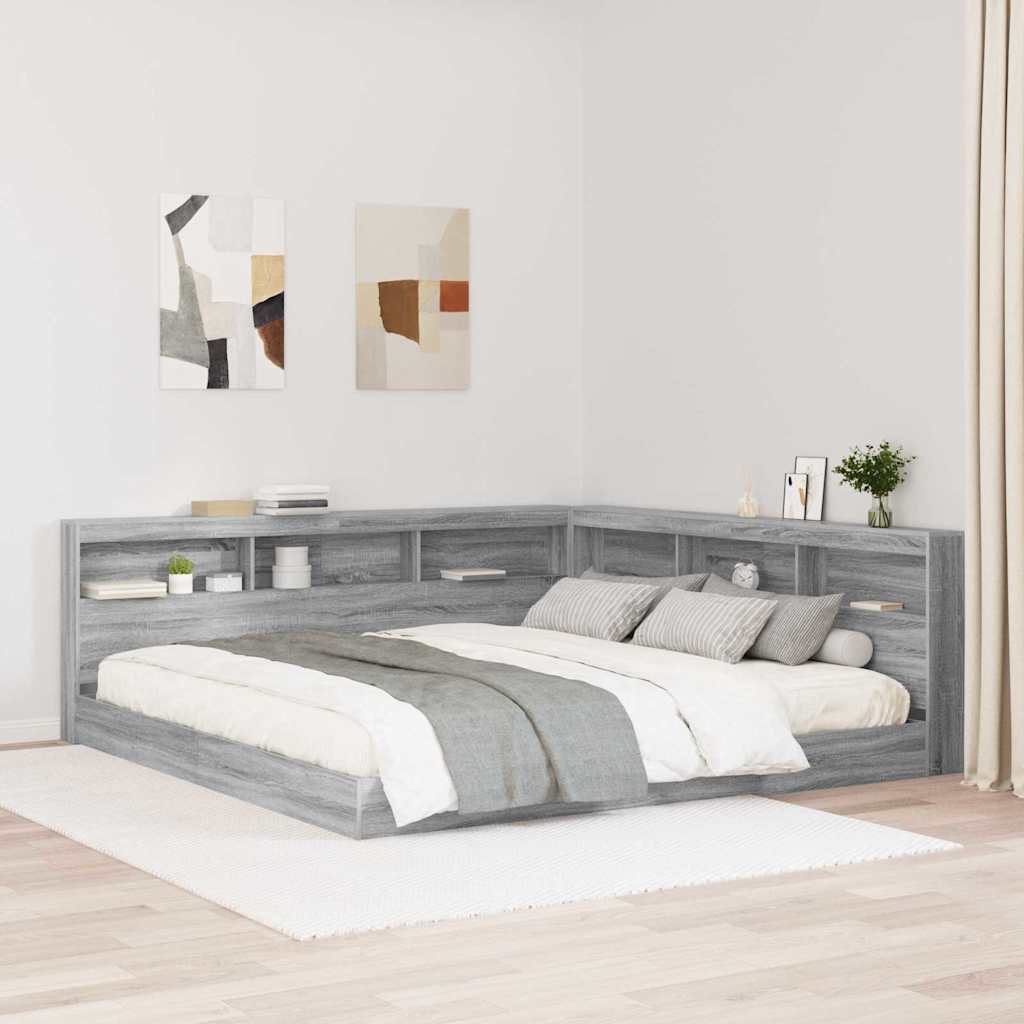 Letto Libreria Grigio sonoma 180 x 200 cm Legno multistrato | homemem39