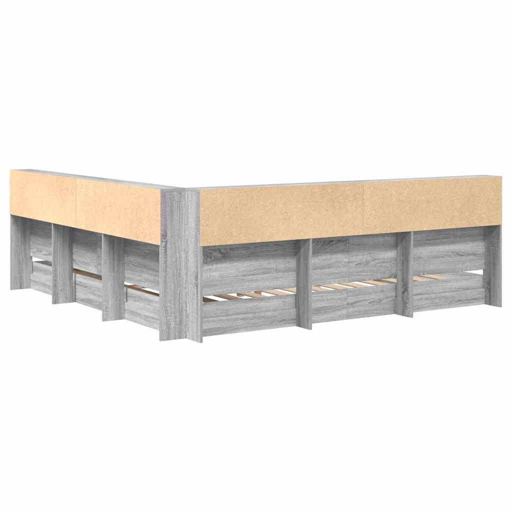 Letto Libreria Grigio sonoma 180 x 200 cm Legno multistrato | homemem39