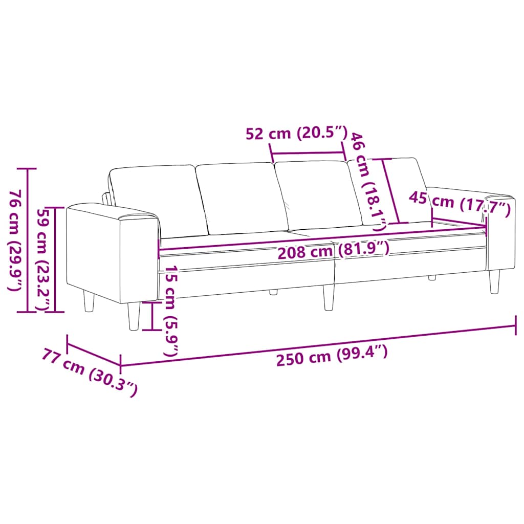 Divano per Soggiorno Rosa 250 x 77 x 76 cm | homemem39