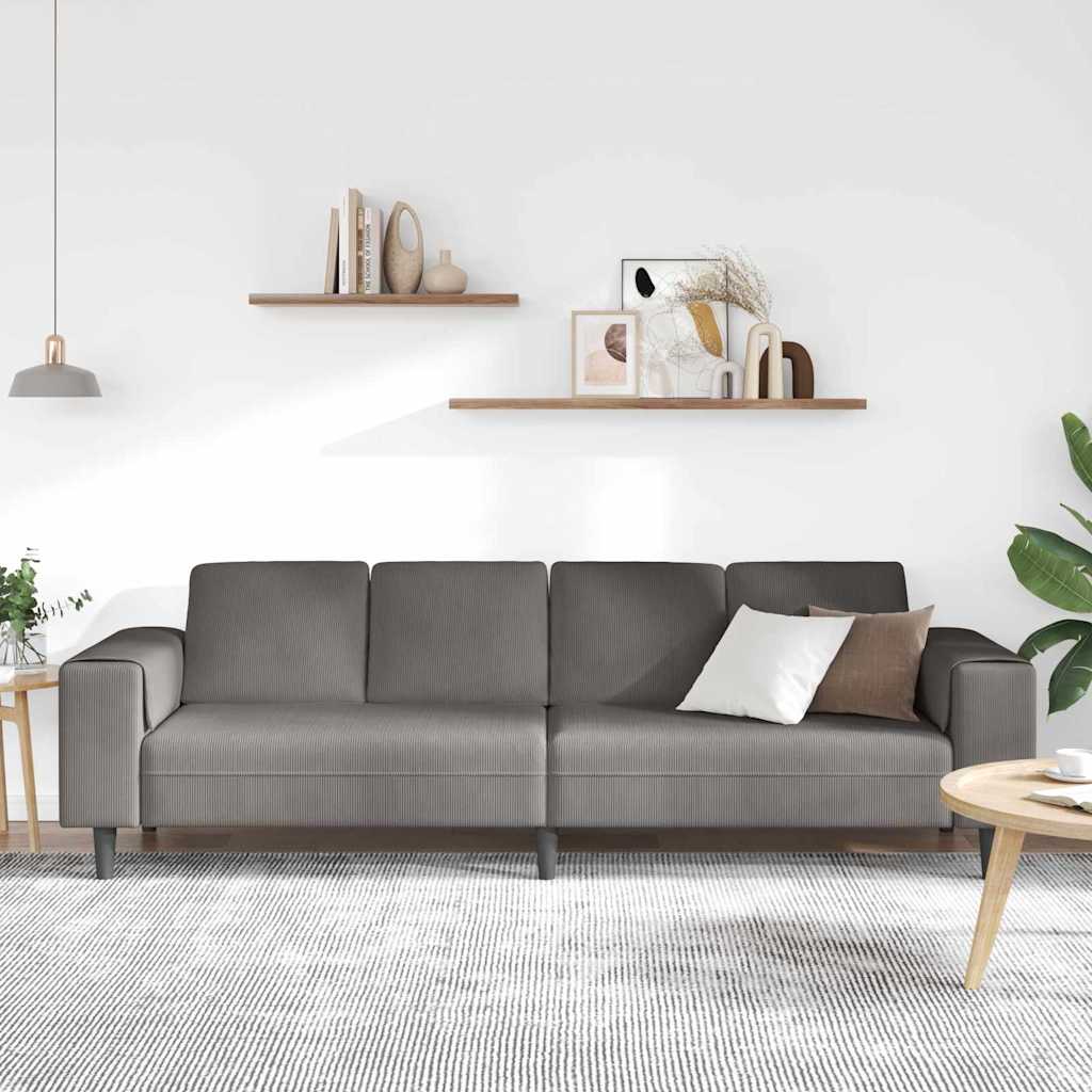 Divano Grigio chiaro 250 x 77 x 76 cm Tessuto in Cords | homemem39