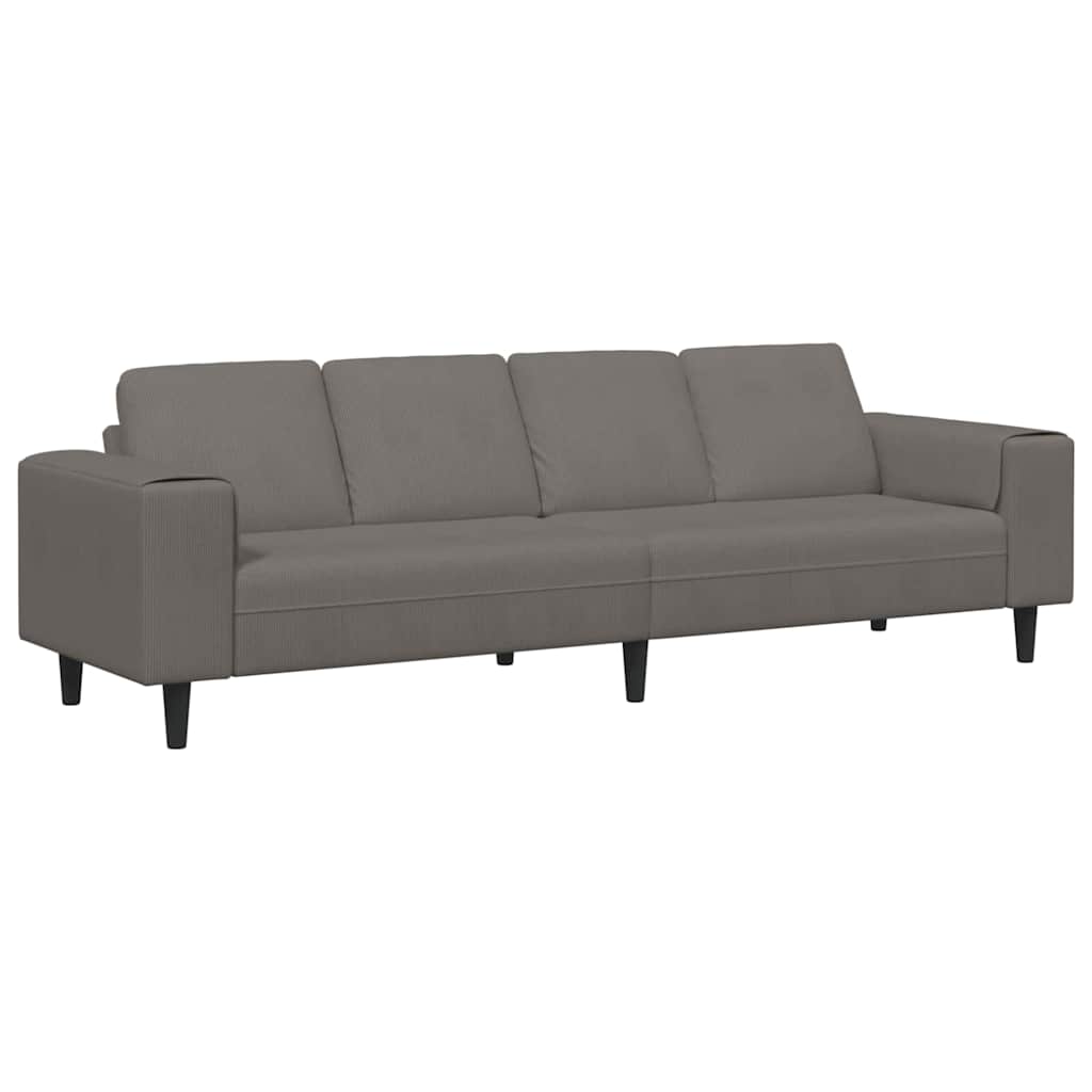Divano Grigio chiaro 250 x 77 x 76 cm Tessuto in Cords | homemem39