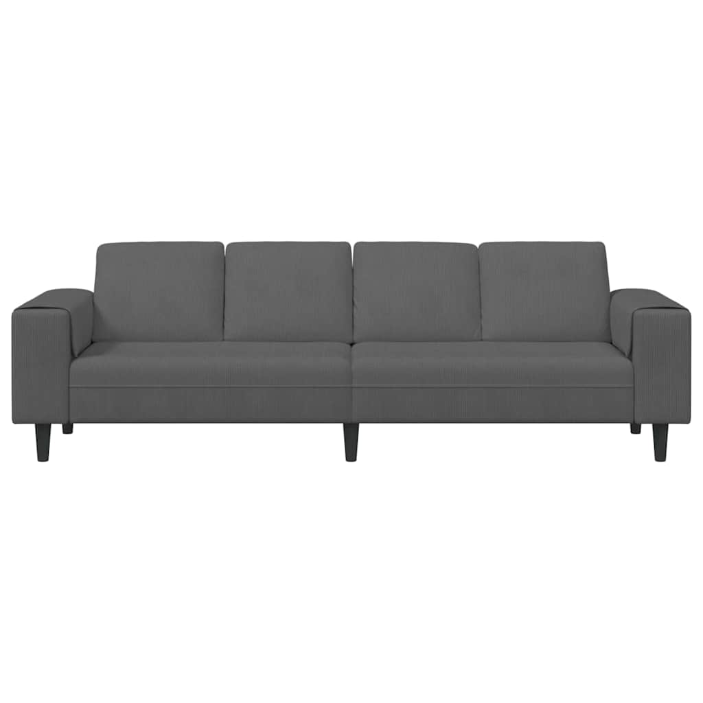 Divano Grigio scuro 250 x 77 x 76 cm Tessuto in Cords | homemem39