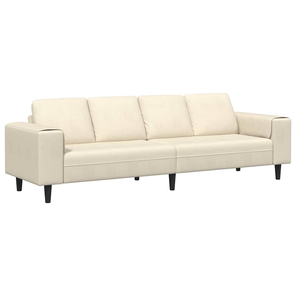 Divano Crema 250 x 77 x 76 cm Tessuto in Cords | homemem39