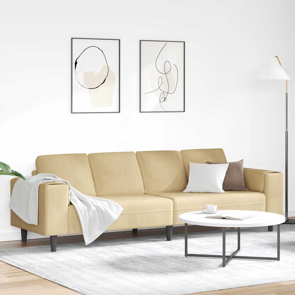 Divano Grigio Verde 250 x 77 x 76 cm Tessuto in Cords