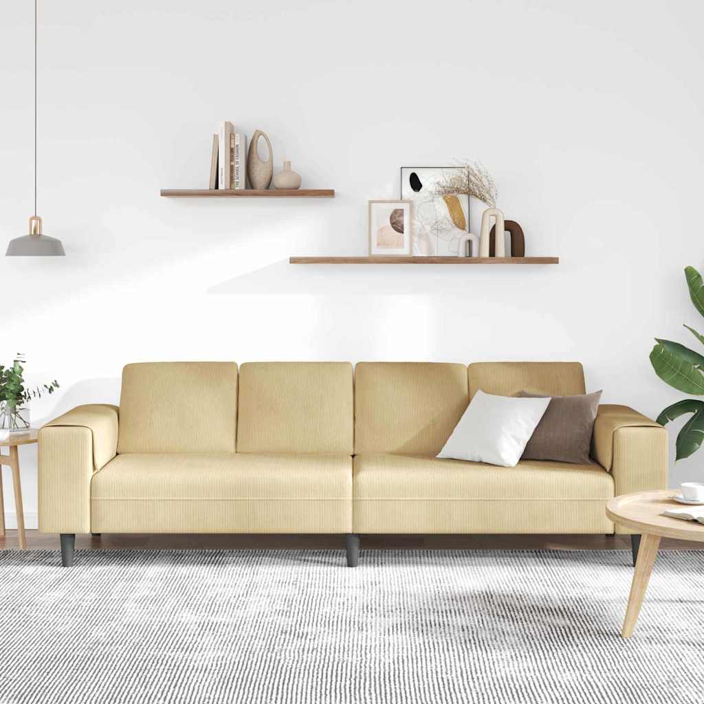 Divano Grigio Verde 250 x 77 x 76 cm Tessuto in Cords | homemem39