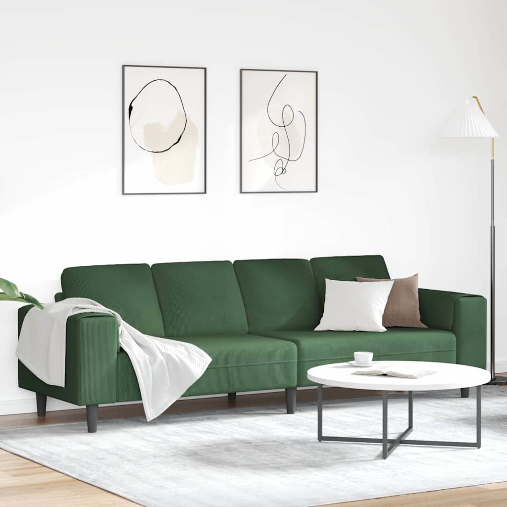 Divano Verde Scuro 250 x 77 x 76 cm Tessuto in Cords | homemem39
