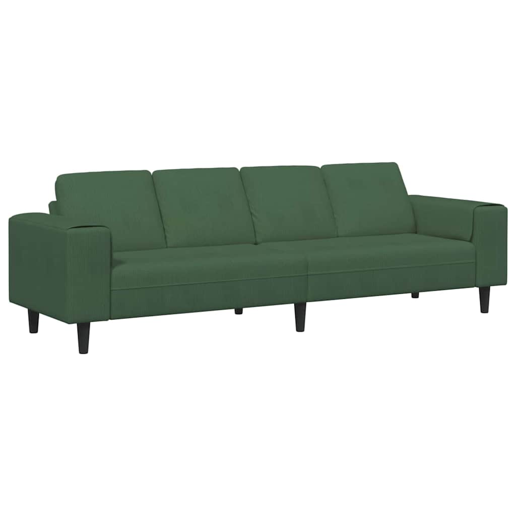 Divano Verde Scuro 250 x 77 x 76 cm Tessuto in Cords | homemem39