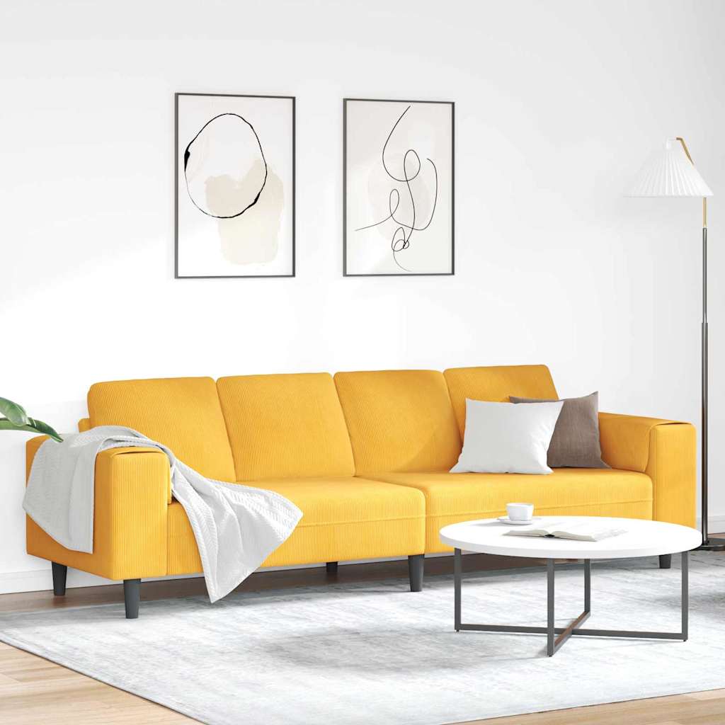 Divano Giallo Chiaro 250 x 77 x 76 cm Tessuto in Cords