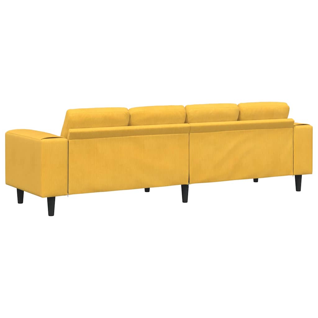Divano Giallo Chiaro 250 x 77 x 76 cm Tessuto in Cords