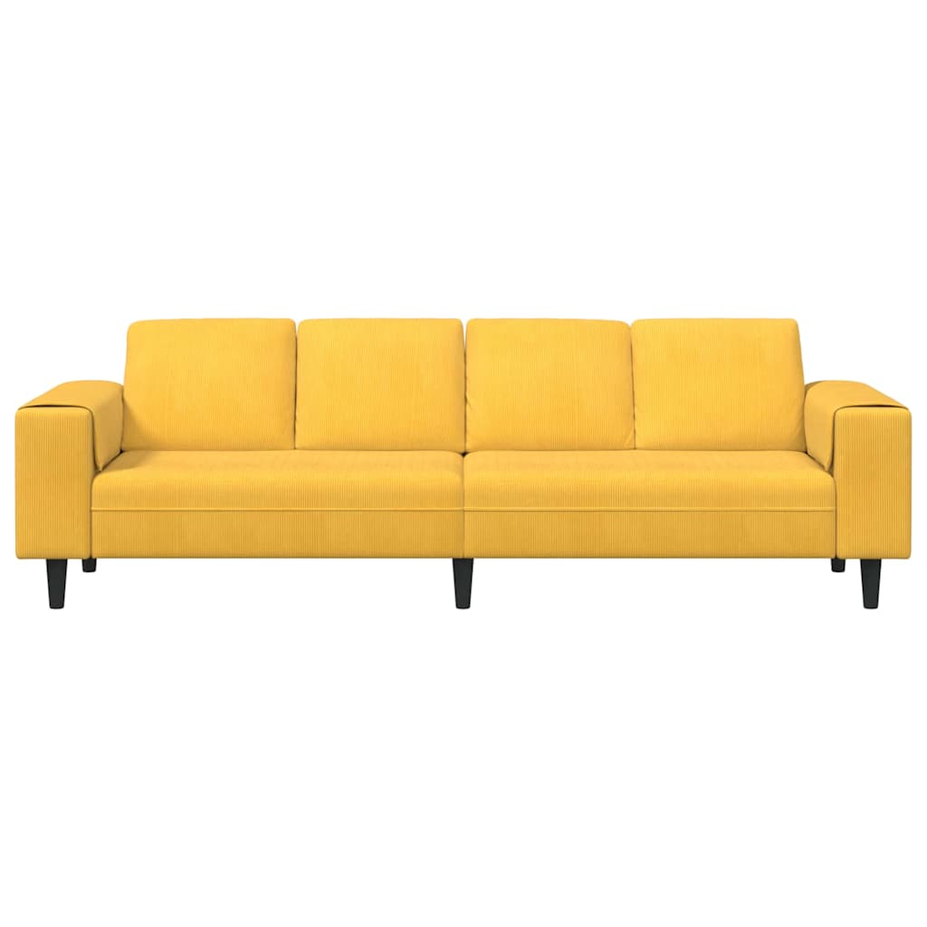 Divano Giallo Chiaro 250 x 77 x 76 cm Tessuto in Cords