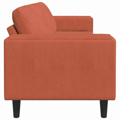 Divano Rosso Arancio 250 x 77 x 76 cm Tessuto in Cords