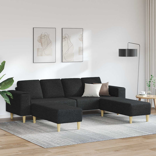 Divano per Soggiorno 3 pcs Nero Poliestere | homemem39