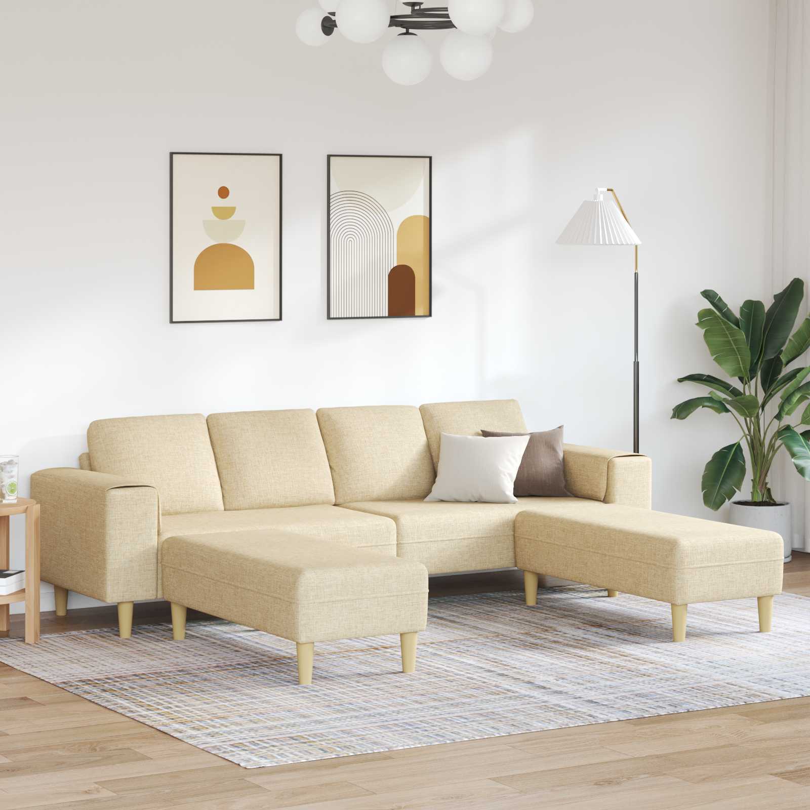 Divano per Soggiorno 3 pcs Crema Poliestere | homemem39