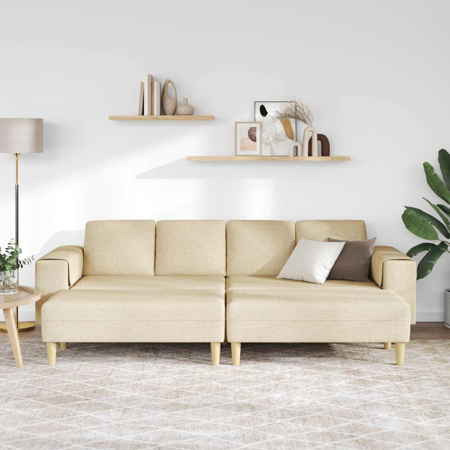 Divano per Soggiorno 3 pcs Crema Poliestere | homemem39