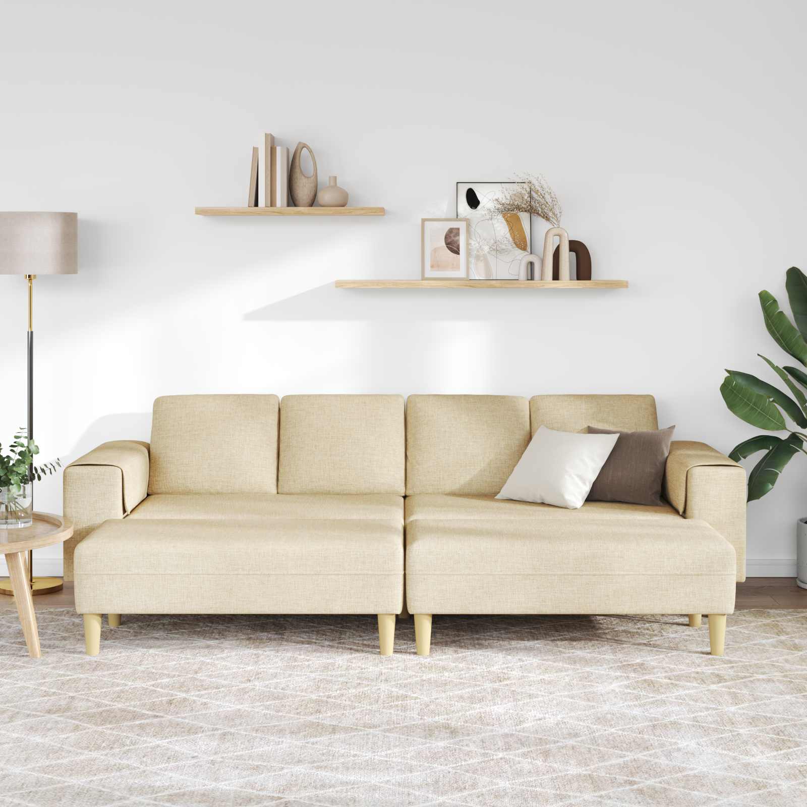 Divano per Soggiorno 3 pcs Crema Poliestere | homemem39