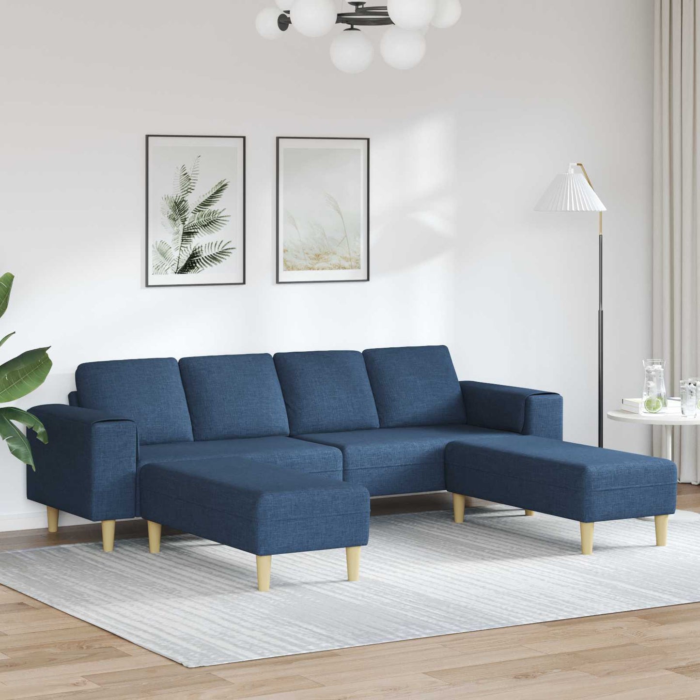 Divano per Soggiorno 3 pcs Blu Poliestere | homemem39