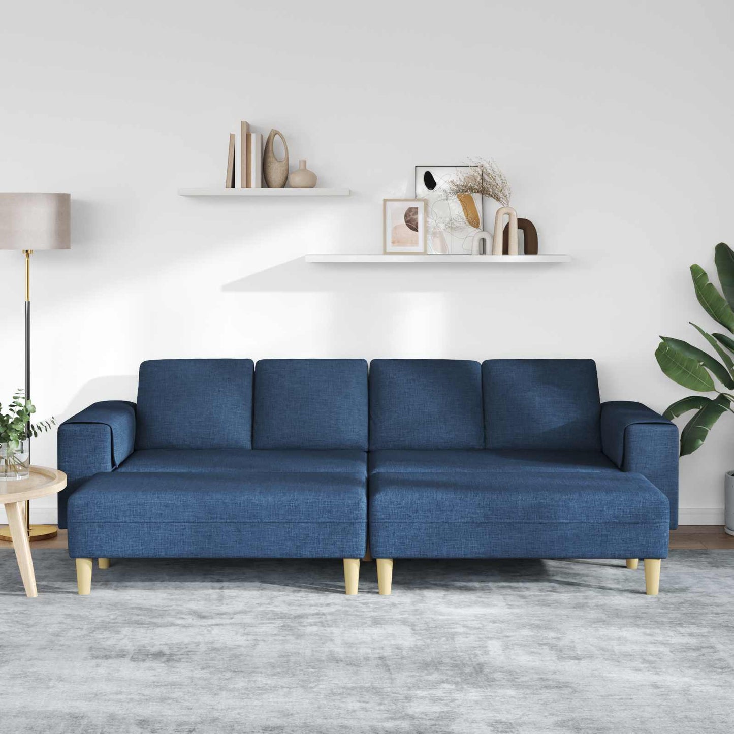 Divano per Soggiorno 3 pcs Blu Poliestere | homemem39