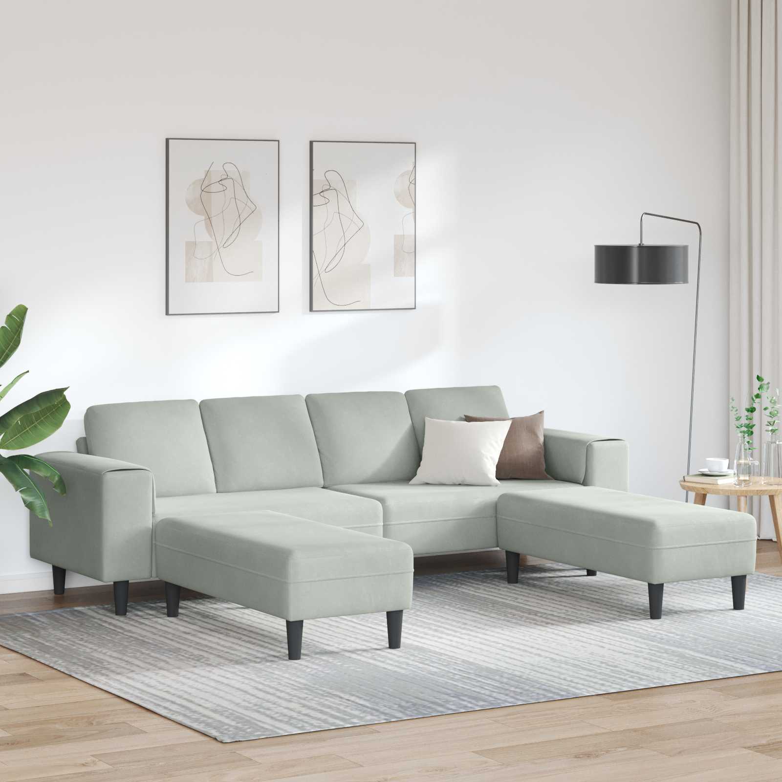 Divano per Soggiorno 3 pcs Grigio chiaro 250 x 188 x 76 cm | homemem39
