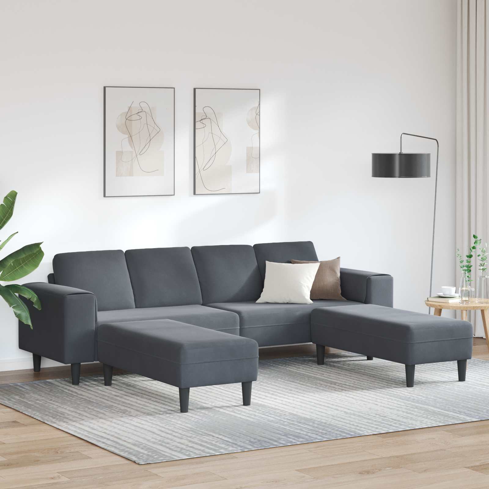 Divano per Soggiorno 3 pcs Grigio scuro 250 x 188 x 76 cm | homemem39
