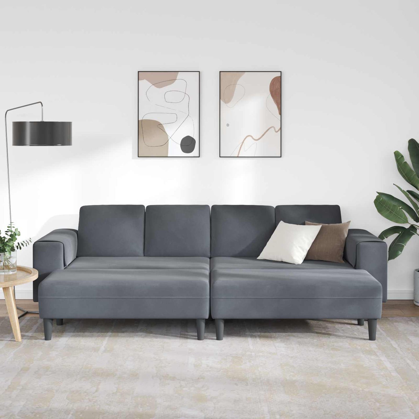 Divano per Soggiorno 3 pcs Grigio scuro 250 x 188 x 76 cm | homemem39