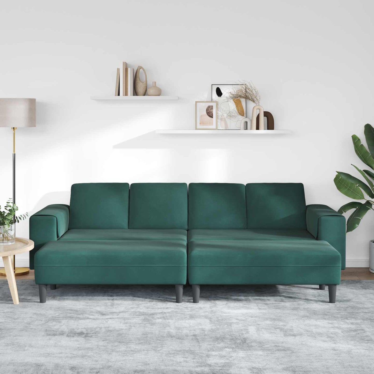 Divano per Soggiorno 3 pcs Verde Scuro 250 x 188 x 76 cm | homemem39