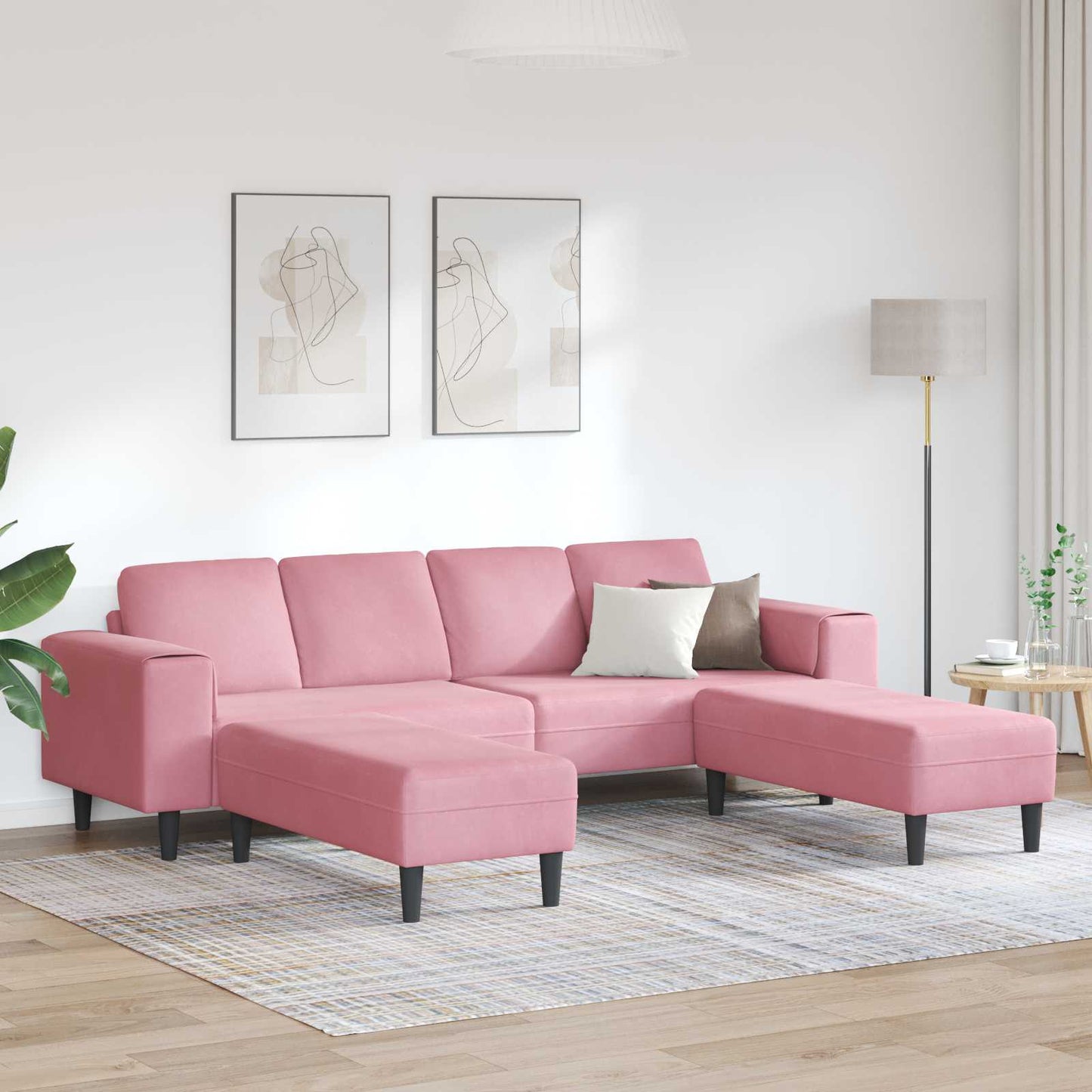 Divano per Soggiorno 3 pcs Rosa 250 x 188 x 76 cm