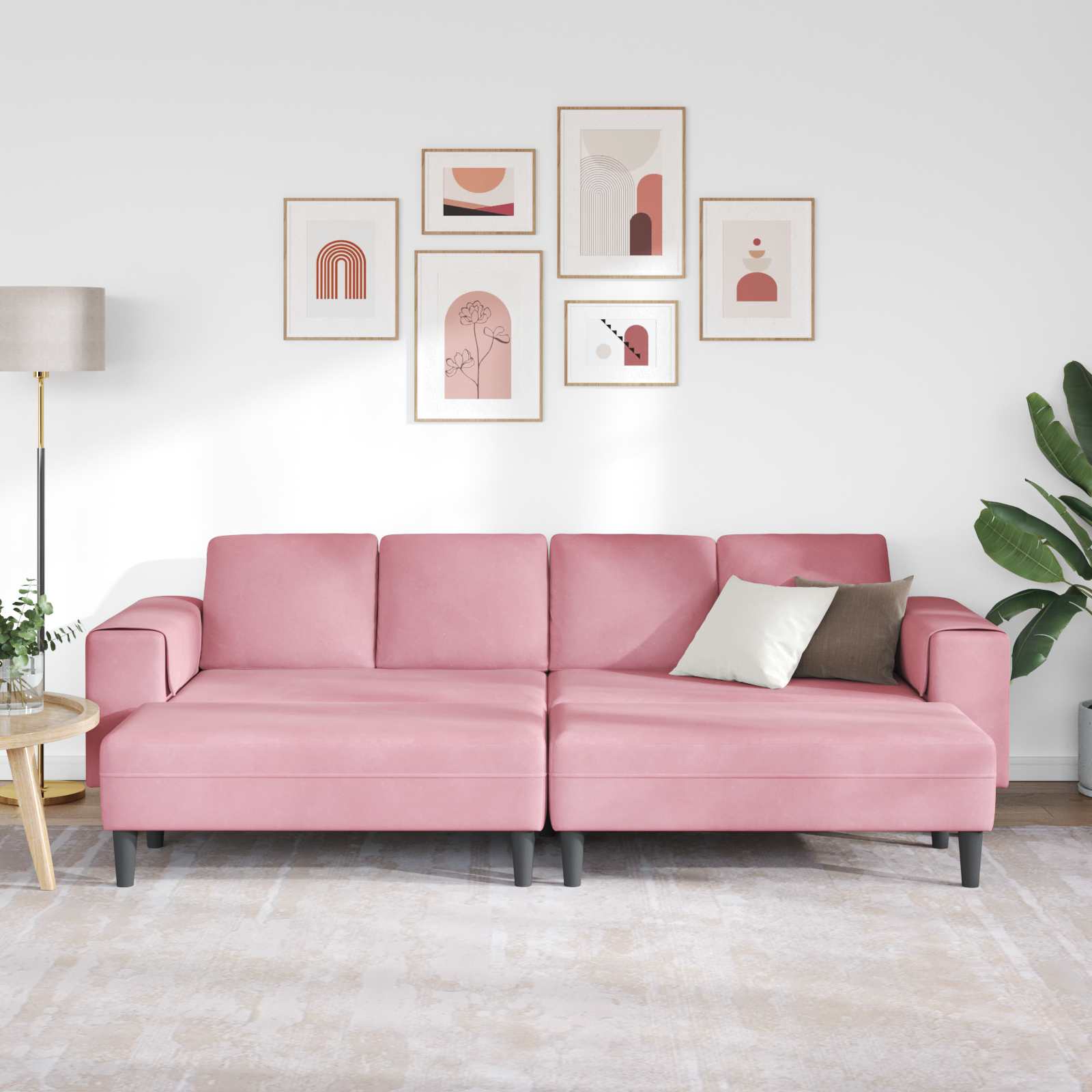 Divano per Soggiorno 3 pcs Rosa 250 x 188 x 76 cm | homemem39