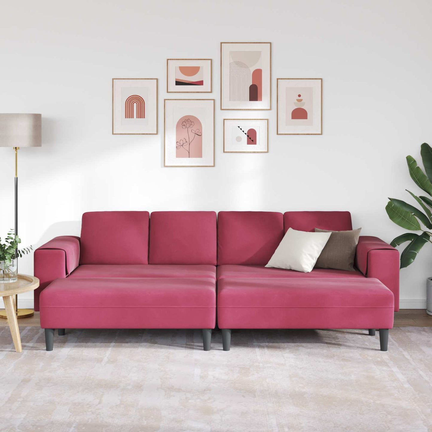 Divano per Soggiorno 3 pcs Rosso Vino 250 x 188 x 76 cm