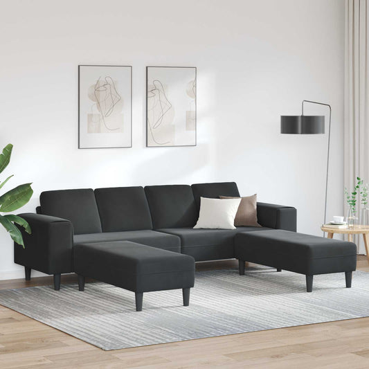 Divano per Soggiorno 3 pcs Nero 250 x 188 x 76 cm | homemem39