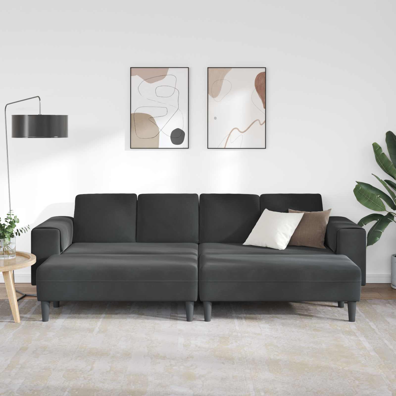 Divano per Soggiorno 3 pcs Nero 250 x 188 x 76 cm | homemem39