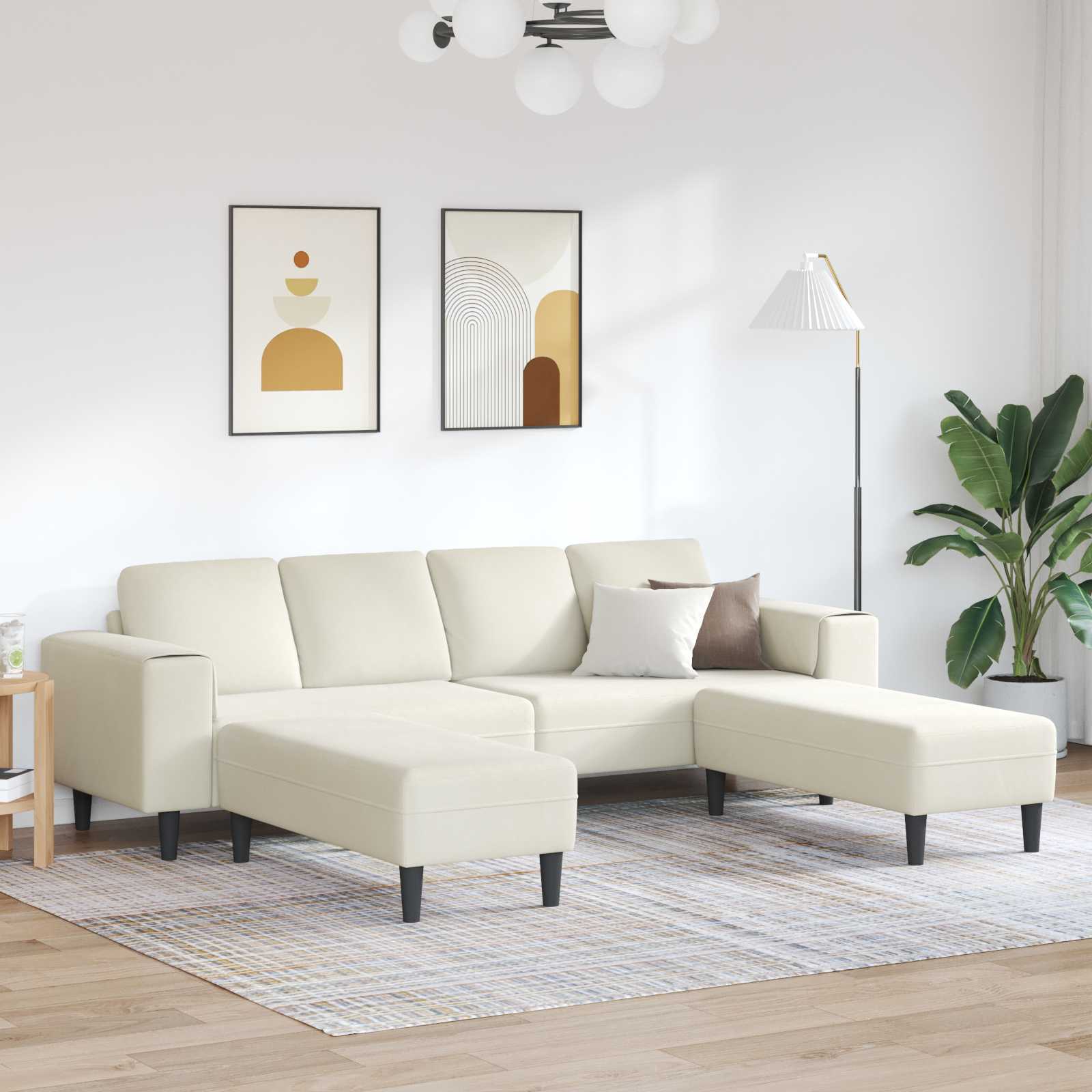 Divano per Soggiorno 3 pcs Crema 250 x 188 x 76 cm | homemem39