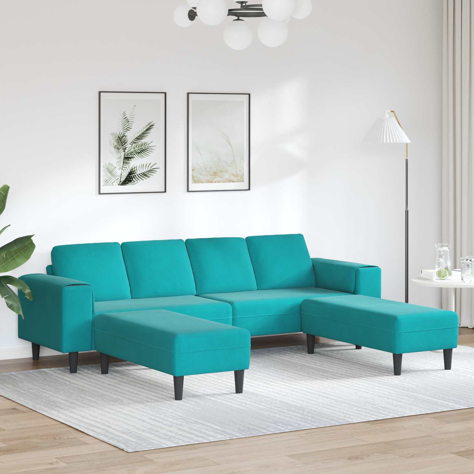 Divano per Soggiorno 3 pcs Turchese 250 x 188 x 76 cm | homemem39
